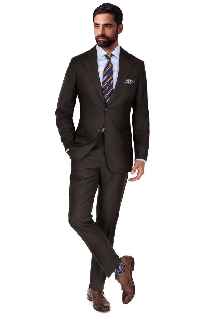 Costume marron en laine et soie Tailored Suit Paris