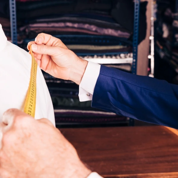 Tailleur professionnel chez Tailored Suit Paris pour un costume sur mesure parfaitement ajusté
